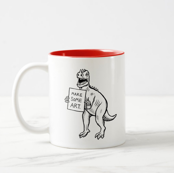 Make Some Art T-Rex Mug - red interior